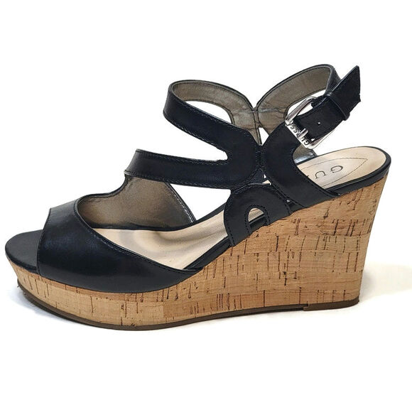 Guess Platform Wedge Cork Sandal High Heel Open Toe Round Toe Sexy Y2K Trendy 7 - Picture 1 of 14